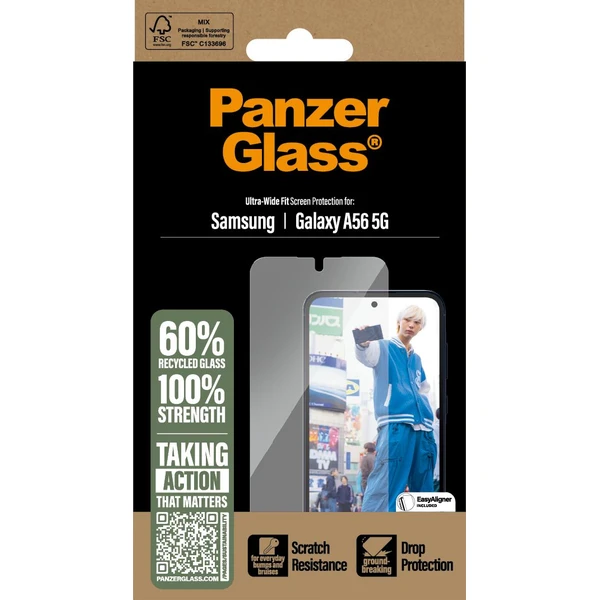 PanzerGlass® Ultra-Wide Fit sklo Samsung Galaxy A56 5G s inštalačným rámčekom - Ochranné fólie a sklo - Obrázok SAUC000K01