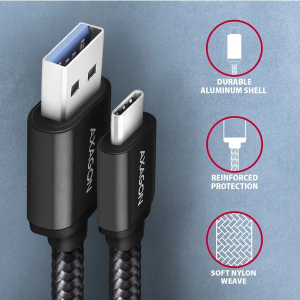 AXAGON USB-C/USB-A napájací kábel 1m čierny - Káble a redukcie - Obrázok SDD0700301
