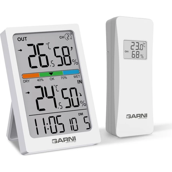 GARNI 155TH bezdrôtový digitálny teplomer s vlhkomerom biely - Meteorologické stanice - Obrázok SEJG000K01