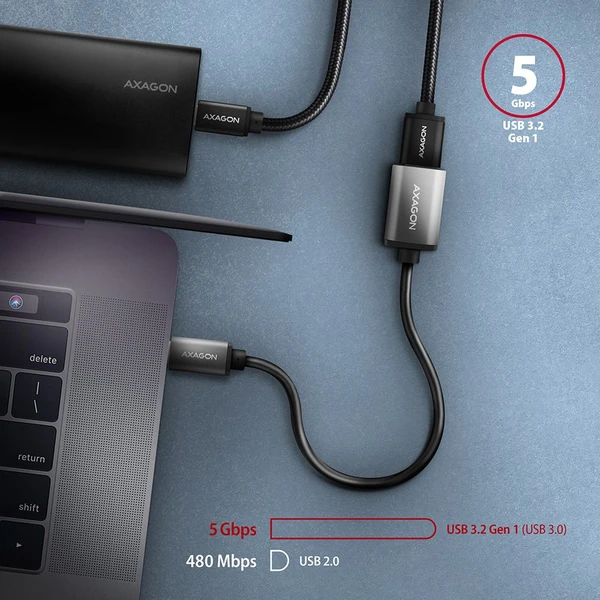 AXAGON USB-C/USB-A redukcia 0,2m sivá - Káble a redukcie - Obrázok SEX3000L01