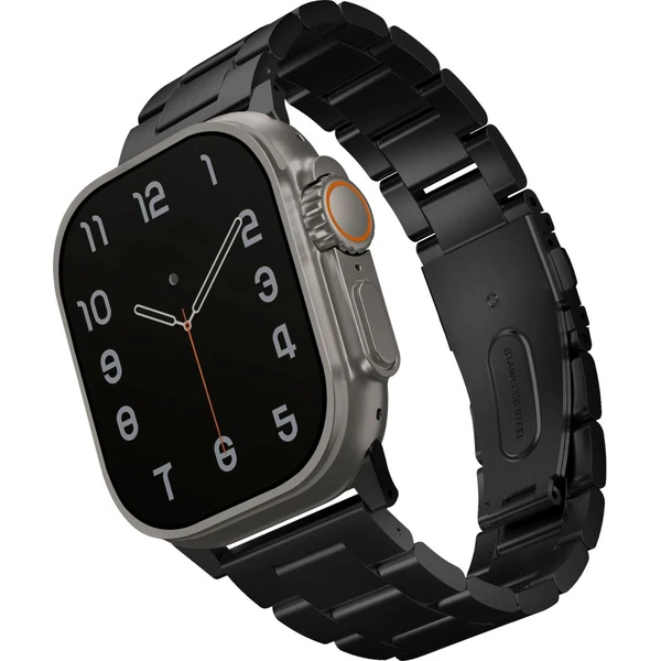 UNIQ Osta článkový oceľový remienok Apple Watch 49/46/45/44/42mm čierny - Remienky - Hlavný obrázok