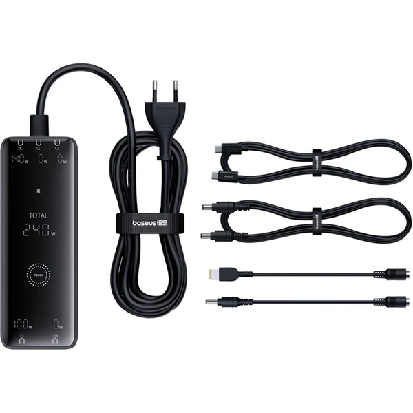 Nabíjacia stanica Baseus Digital Charger 240W GaN, 3x USB-C, USB + DC, 1m kábel čierna - Nabíjačky - Obrázok SIGE000L01