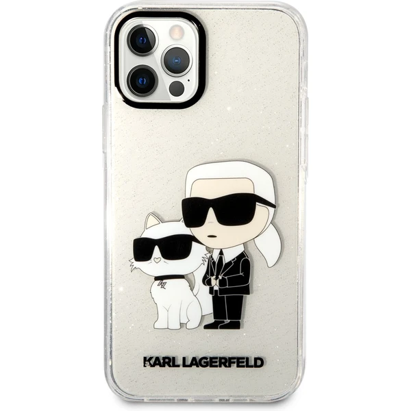 Karl Lagerfeld IML Glitter Karl a Choupette NFT kryt iPhone 12/12 Pro číry - Puzdra - Hlavný obrázok