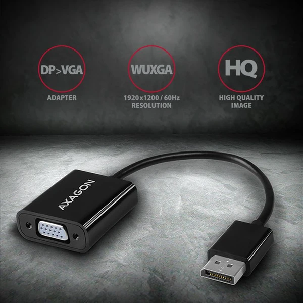 AXAGON DisplayPort/VGA redukcia 0,2m čierna - Káble a redukcie - Obrázok SJ7HF00101
