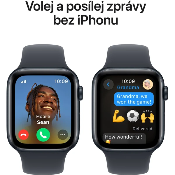 Apple Watch SE (2024) Cellular 44mm Temne atramentový hliník s atramentovým športovým remienkom S/M - Inteligentné hodinky - Obrázok SKQ7000K01
