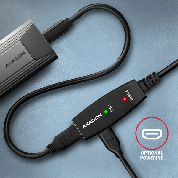 AXAGON ADR-305 USB-A/USB-A predlžovací kábel 5m čierny - Káble a redukcie - Obrázok SKS6000701
