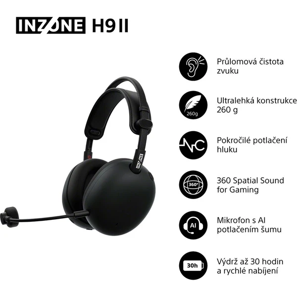 Sony INZONE H9 II herné bezdrôtové slúchadlá čierna - Slúchadlá - Obrázok SOBH000K01