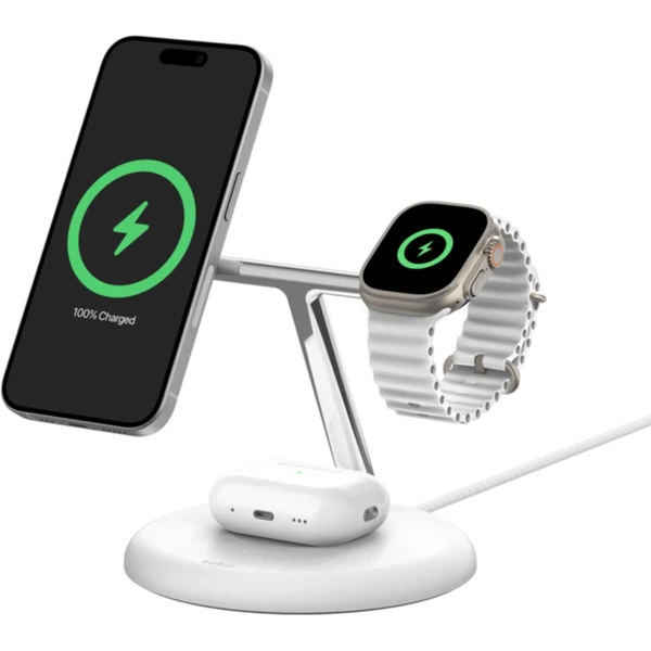 Belkin BOOST CHARGE™ PRE 15W MagSafe 3v1 (Qi2) nabíjacia stanica biela - Nabíjačky - Hlavný obrázok