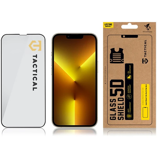 Tactical Glass Shield 5D sklo pre Apple iPhone 13 Pro Max čierne - Ochranné fólie a sklo - Obrázok SPM0000701