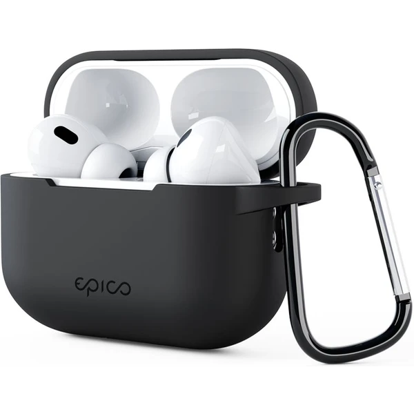 EPICO silikónové púzdro pre Airpods Pro (2022) s karabínou čiernej - Puzdra - Obrázok SQ5YF00101