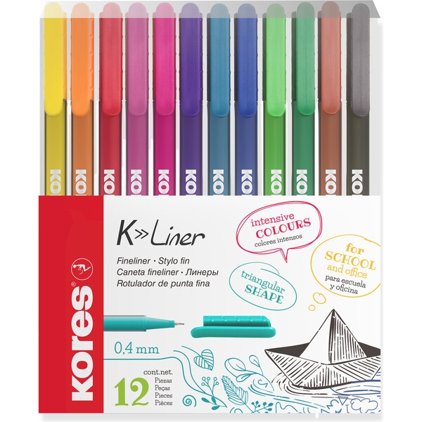 Kores K-LINER SET popisovače 12 farieb