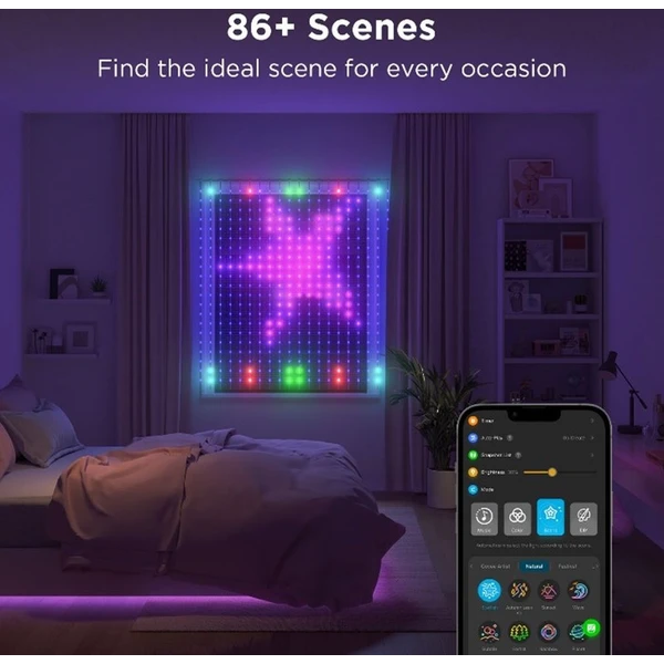 Govee Netflix RGBIC svetelný záves 400 LED - 1,5 x 1,5m - Inteligentné osvetlenie - Obrázok SRKK000K01