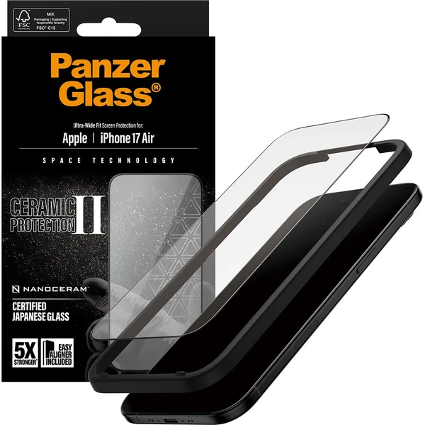 PanzerGlass® Ceramic II sklo Apple iPhone Air s inštalačným rámčekom - Ochranné fólie a sklo - Obrázok SSEH000K01