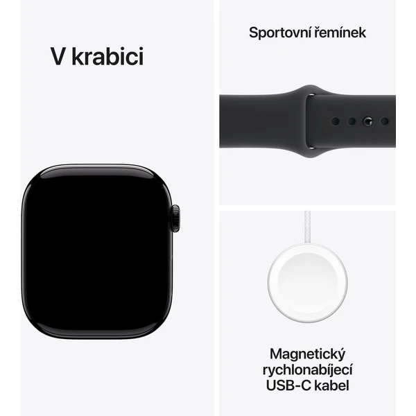 Apple Watch Series 11 Cellular (46mm) Klavírno čierny hliník s čiernym športovým remienkom S/M - Inteligentné hodinky - Obrázok SVRH000K01