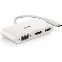 D-Link 3v1 USB-C -> HDMI/VGA/DisplayPort redukcia biela - Káble a redukcie
