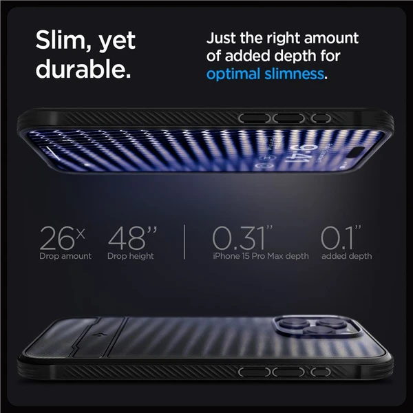 Spigen Rugged Armor MagFit iPhone 15 Pro Max matne čierny - Puzdra - Obrázok SWW8000601