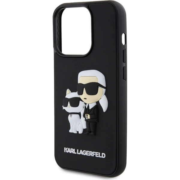 Karl Lagerfeld 3D Rubber Karl and Choupette kryt iPhone 15 Pre čierny - Puzdra - Obrázok SXM6000701