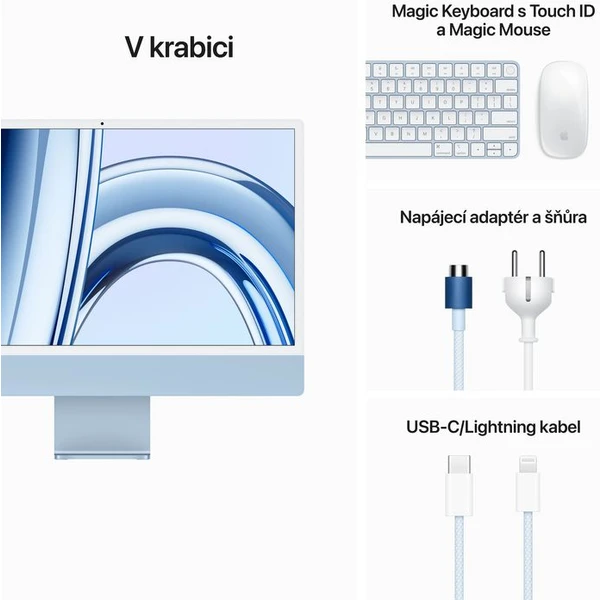 Apple iMac 24" M3 (2023) 10GPU/8GB/512GB modrý - All-in-one - Obrázok SY47000701