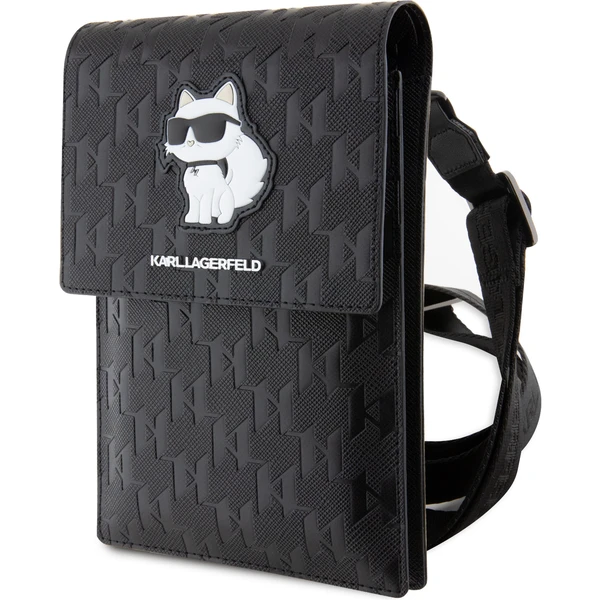 Karl Lagerfeld Saffiano Monogram Choupette NFT peňaženka puzdro čierne - Popruhy a crossbody - Obrázok SYBR100501