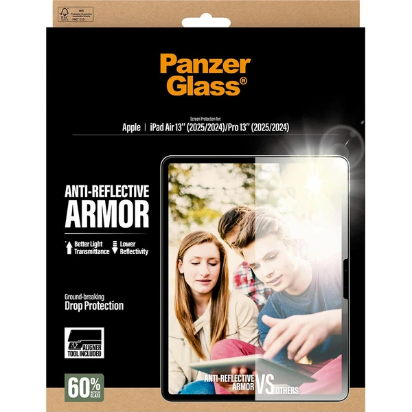 PanzerGlass® Antireflexné sklo s inštalačným rámčekom Apple iPad Air 13"/Pro 13" (2024/2025) - Ochranné fólie a sklo - Obrázok SZSL000K01