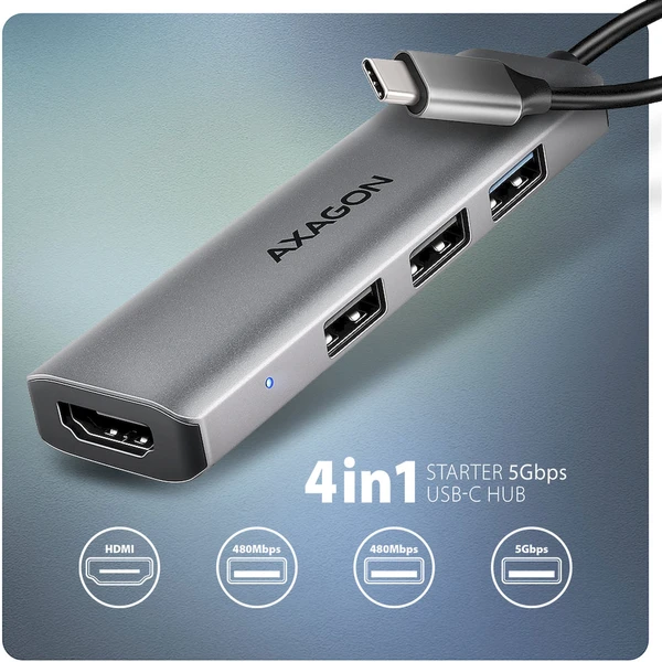 AXAGON HMC-H3A 4v1 USB-C húb - USB huby - Obrázok T05D000N01