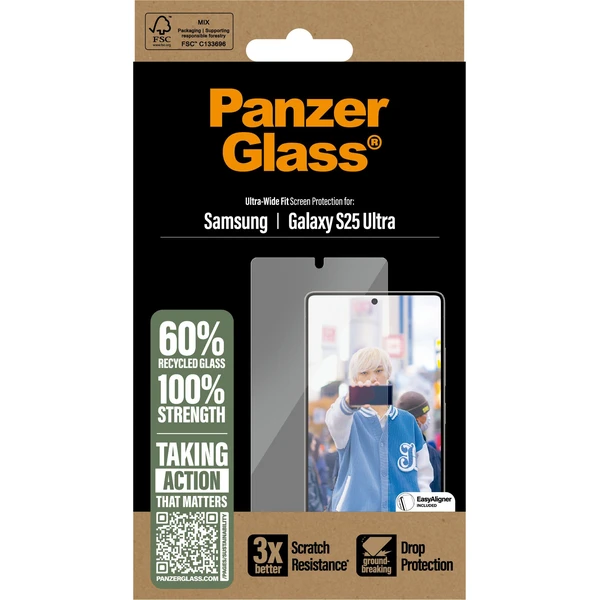 PanzerGlass® Ultra-Wide Fit sklo Samsung Galaxy S25 Ultra s inštalačným rámčekom - Ochranné fólie a sklo - Obrázok T0FC000J01