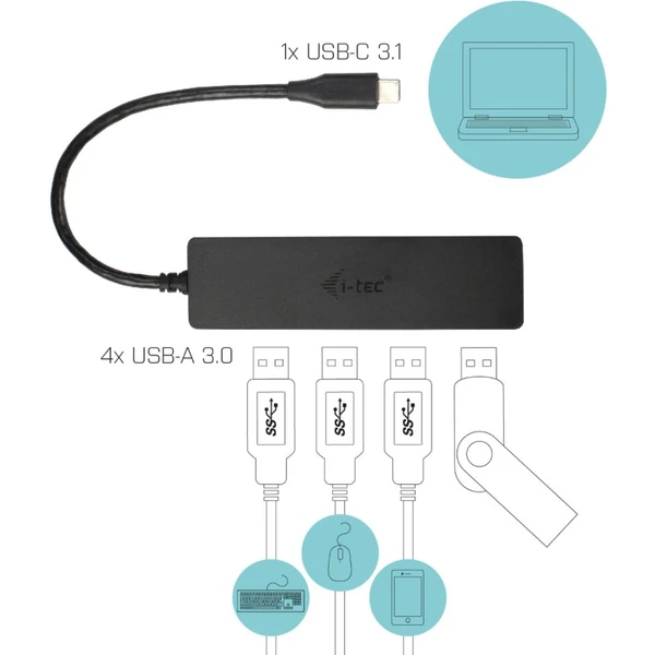i-tec USB 3.1 Type C SLIM HUB  - USB huby - Obrázok T0HA000501