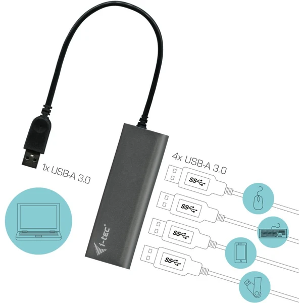 i-tec USB 3.0 Metal Charging HUB 448 4port - USB huby - Obrázok T19B000501