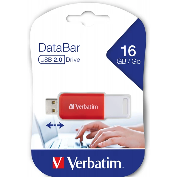 VERBATIM Flash Disk 16GB DataBar USB 2.0 Drive, červený - Flashdisky - Obrázok T2R2000P01