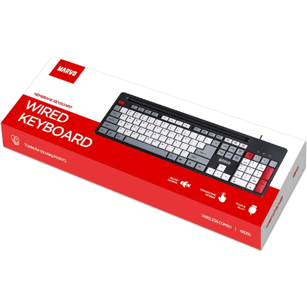 Marvo KB005 drôtová klávesnica (US) čierno-červená - Klávesnice - Obrázok T3F2000O01