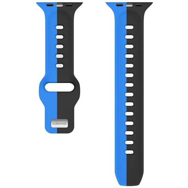 CubeNest Premium Silicon Band remienok Apple Watch 42-49 mm čierny/modrý - Remienky - Obrázok T3UD000O01