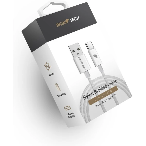 RhinoTech USB-A/USB-C napájací kábel 27W 1m biely - Káble a redukcie - Obrázok T431000L01