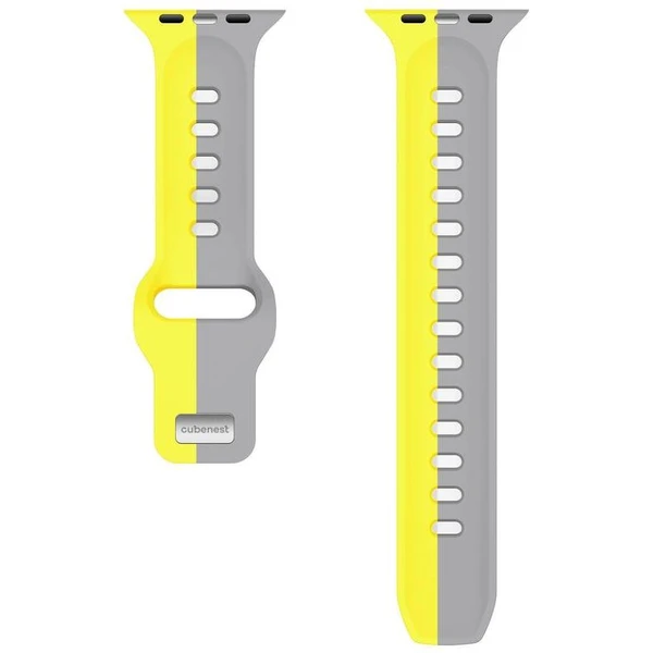 CubeNest Premium Silicon Band remienok Apple Watch 42-49 mm sivý/žltý - Remienky - Obrázok T4UD000O01