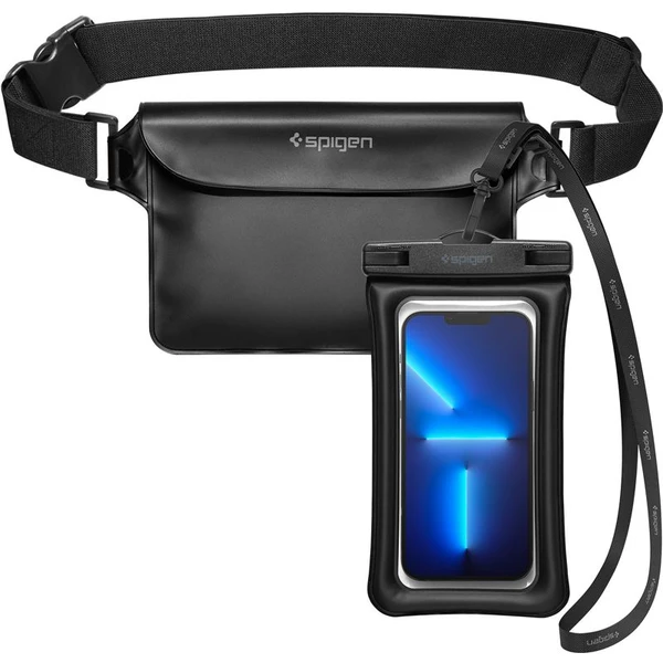 Spigen Aqua Shield Floating vodeodolné púzdro + WaterProof Waist Bag A621 Set čierny - Puzdra - Obrázok T6A4000601