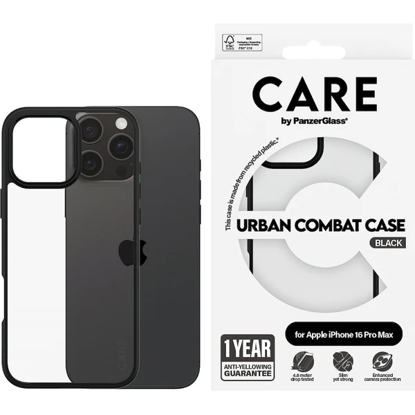 PanzerGlass® CARE kryt Apple iPhone 16 Pro Max Urban Combat čierny - Puzdra - Obrázok T708000P01