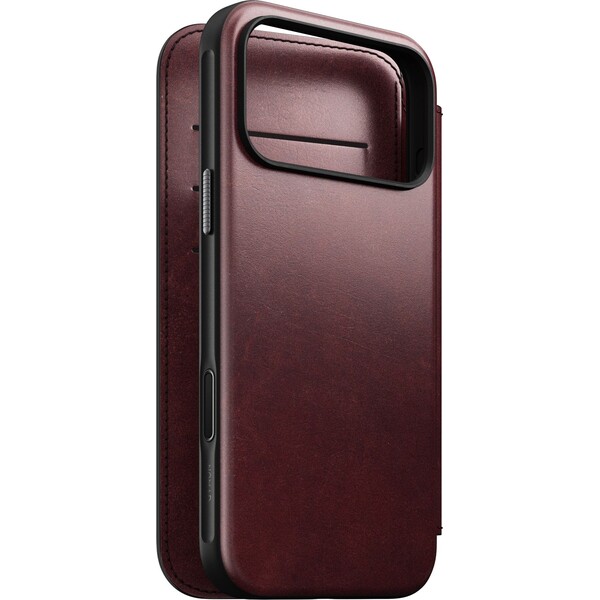 Nomad Modern Leather Folio (Horween) MagSafe kožené púzdro iPhone 17 Pro Max Burgundy