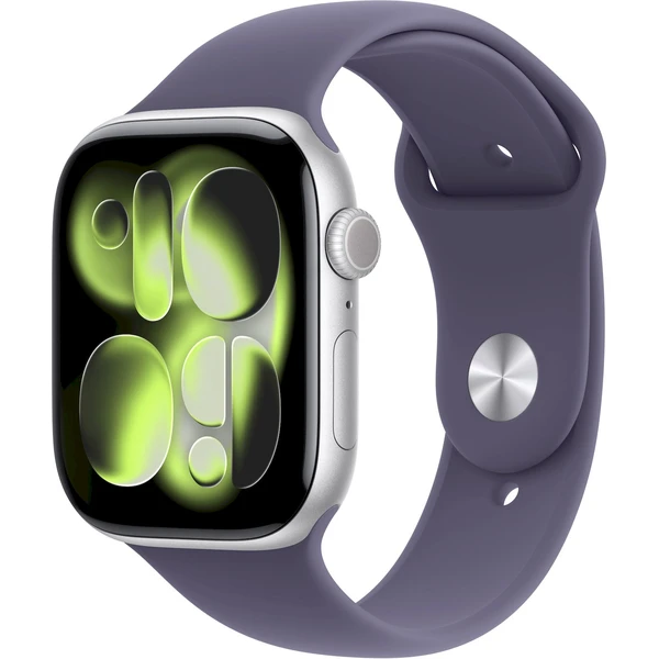Apple Watch Series 11 Cellular (42mm) Strieborný hliník s hmlovo fialovým športovým remienkom S/M - Inteligentné hodinky - Hlavný obrázok