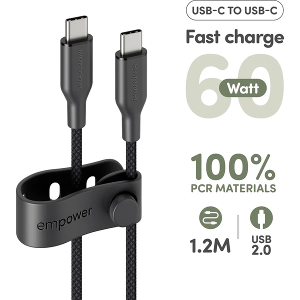 PanzerGlass USB-C/USB-C napájací kábel 60W 1,2m čierny - Káble a redukcie - Obrázok TA3J000K01