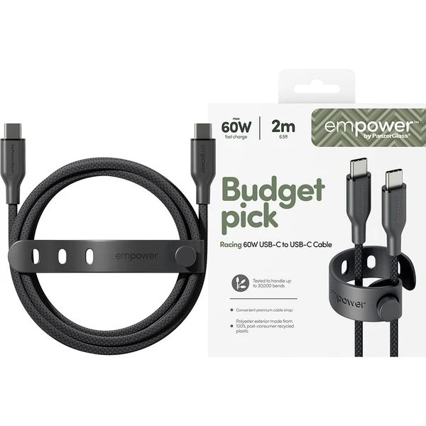 PanzerGlass USB-C/USB-C napájací kábel 60W 2m čierny - Káble a redukcie - Obrázok TB3J000K01