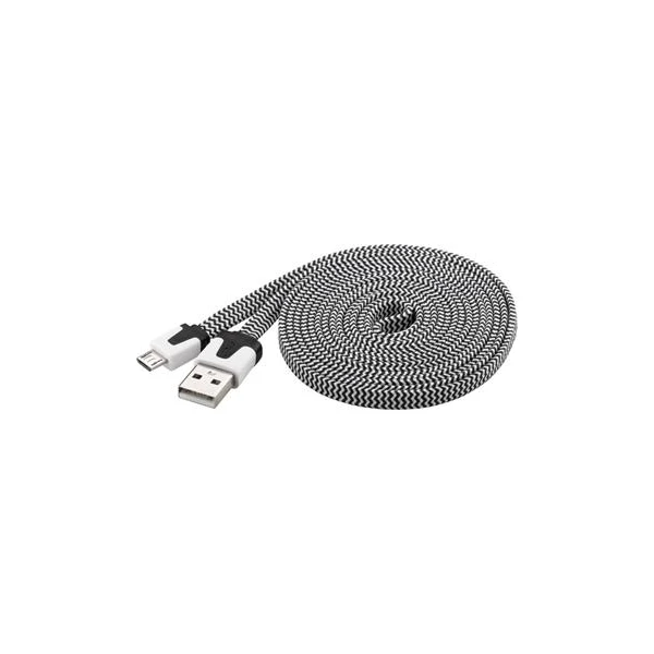 PremiumCord USB-A/MicroUSB-B plochý napájací kábel 2m čierny/biely - Káble a redukcie - Hlavný obrázok
