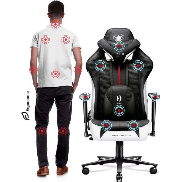 Diablo X-Player 2.0 Normal Size látková herná stolička bielo-čierna - Stoličky - Obrázok TDCG000K01