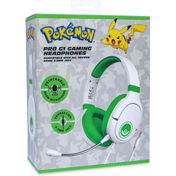 OTL PRO G1 detské herné slúchadlá s motívom Pokémon Pokeball biela-zelená - Slúchadlá - Obrázok TDERF00101