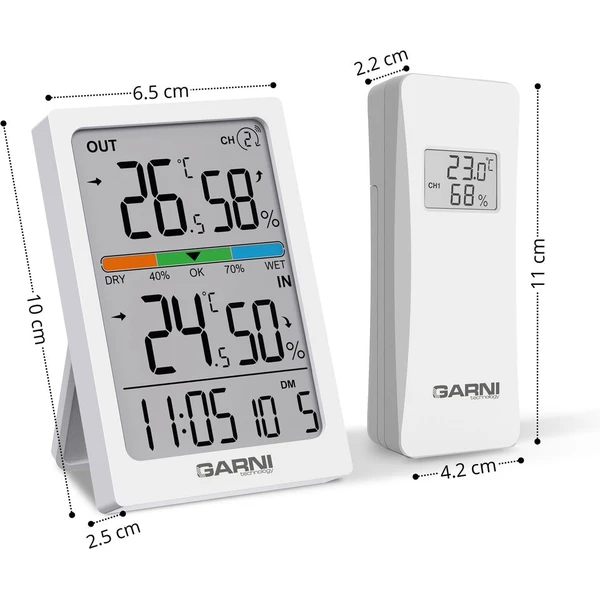 GARNI 155TH bezdrôtový digitálny teplomer s vlhkomerom biely - Meteorologické stanice - Obrázok TEJG000K01
