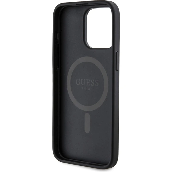 Guess PU Leather 4G Colored Ring MagSafe kryt iPhone 15 Pro Max čierny - Puzdra - Obrázok TF72000N01