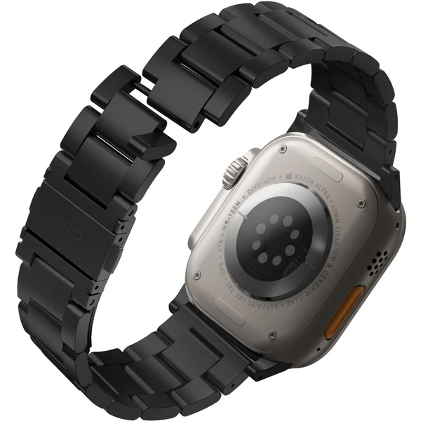 UNIQ Osta článkový oceľový remienok Apple Watch 49/46/45/44/42mm čierny - Remienky - Obrázok TG00000K01