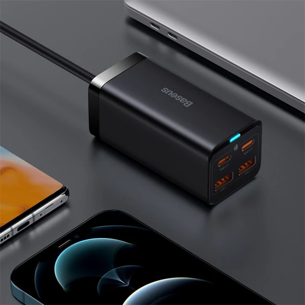 Rýchlonabíjačka do siete Baseus GaN3, 2xUSB-A, 2xUSB-C 100W čierna - Nabíjačky - Obrázok TGGE000L01
