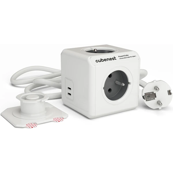 CubeNest PowerCube Extended USB PD 35W, 2xC, 1.5m, sivá - Zásuvky - Obrázok TH90000L01