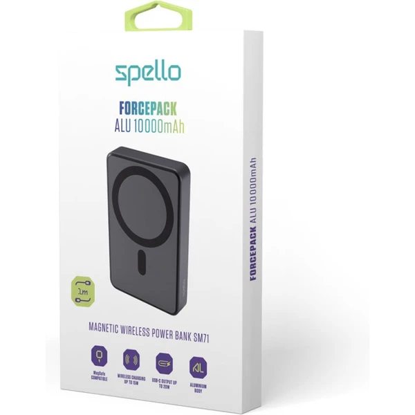 Spello ForcePack Alu MagSafe powerbanka 10000mAh vesmúrovo sivá - Powerbanky - Obrázok THPD000K01