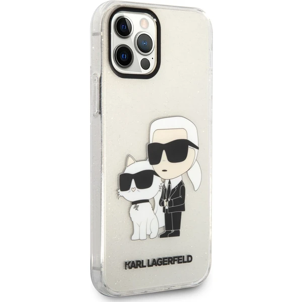 Karl Lagerfeld IML Glitter Karl a Choupette NFT kryt iPhone 12/12 Pro číry - Puzdra - Obrázok TIJYF00101