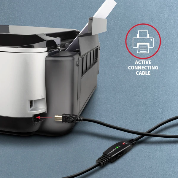 AXAGON ADR-220B USB-A/USB-B predlžovací kábel 20m čierny - Káble a redukcie - Obrázok TIS6000701